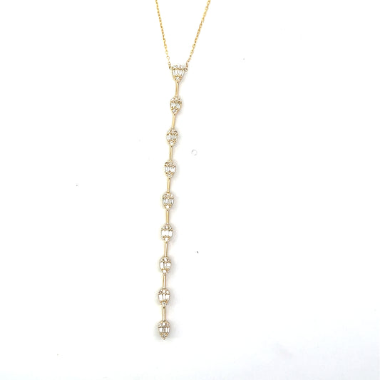 14K YG D-0.50CTW DIAMOND PEAR BAGUETTE LARIAT ($1,380)