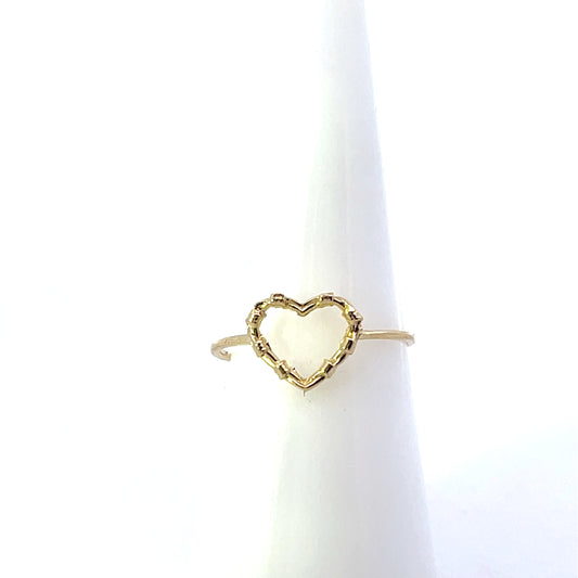 10K YG SOLID SMALL HOLLOW HEART RING