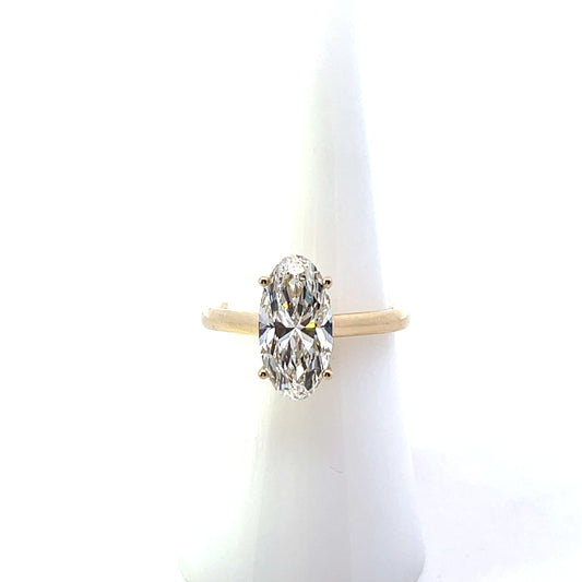 14K YG D-2.53CTW LAB DIAMOND LGD MOVAL ENGAGEMENT RING