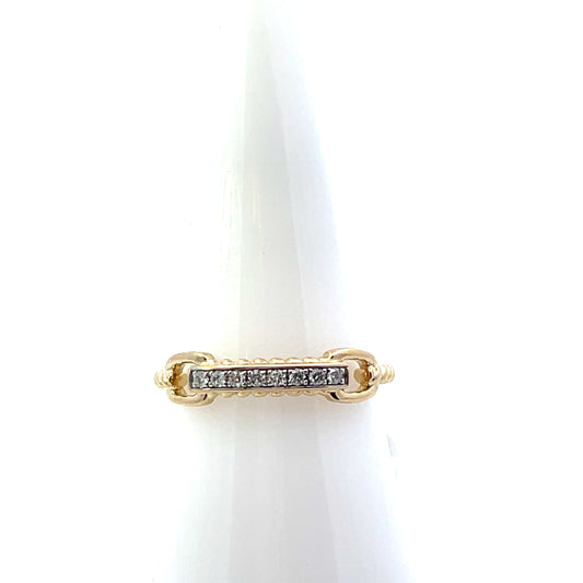 10K YG D-0.09CTW 2 LINKS AND ROPE DIAMOND RING BAND