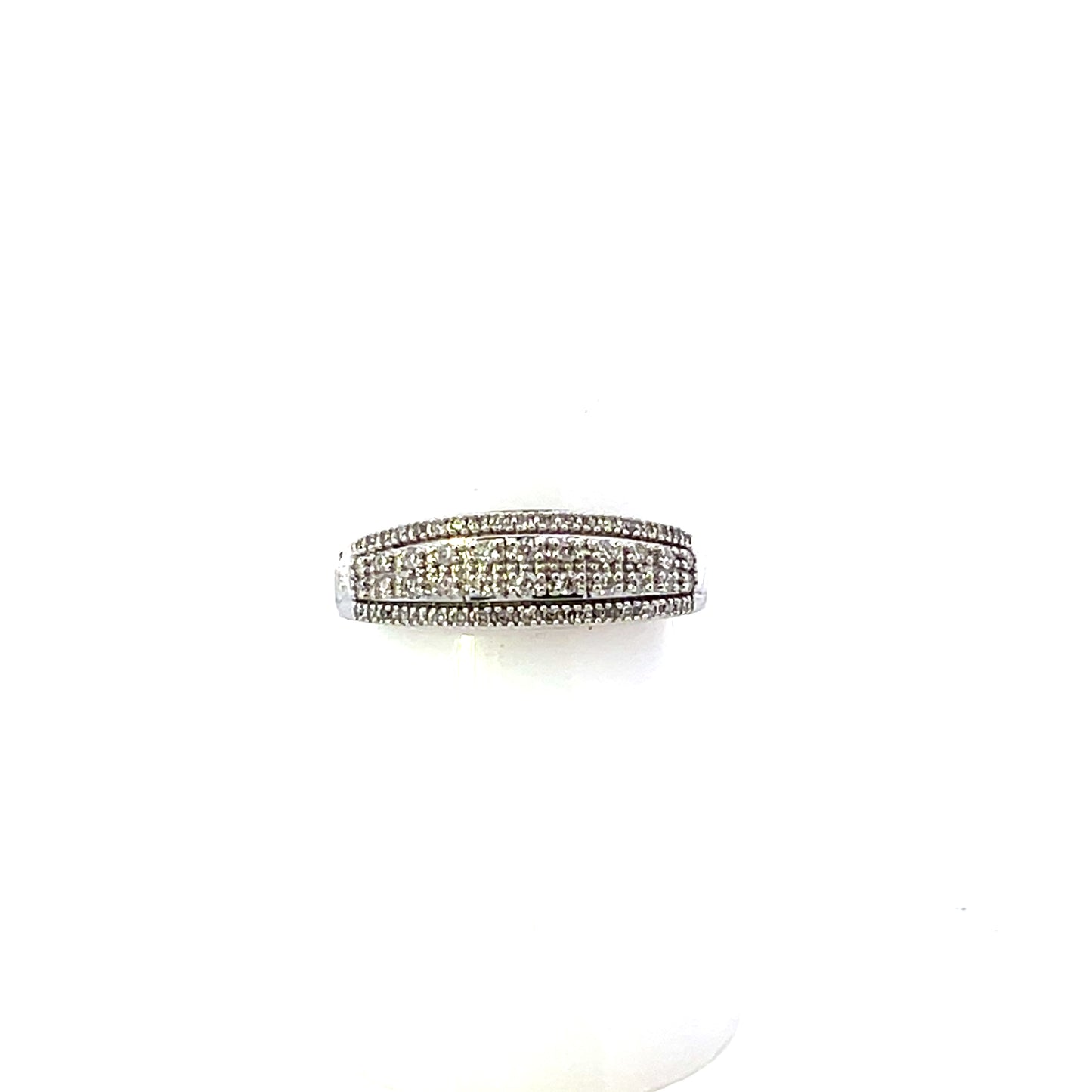 10K WG D-0.25CTW 3 ROW DIAMOND PAVE RING