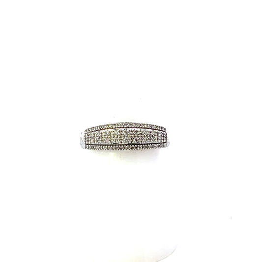 10K WG D-0.25CTW 3 ROW DIAMOND PAVE RING