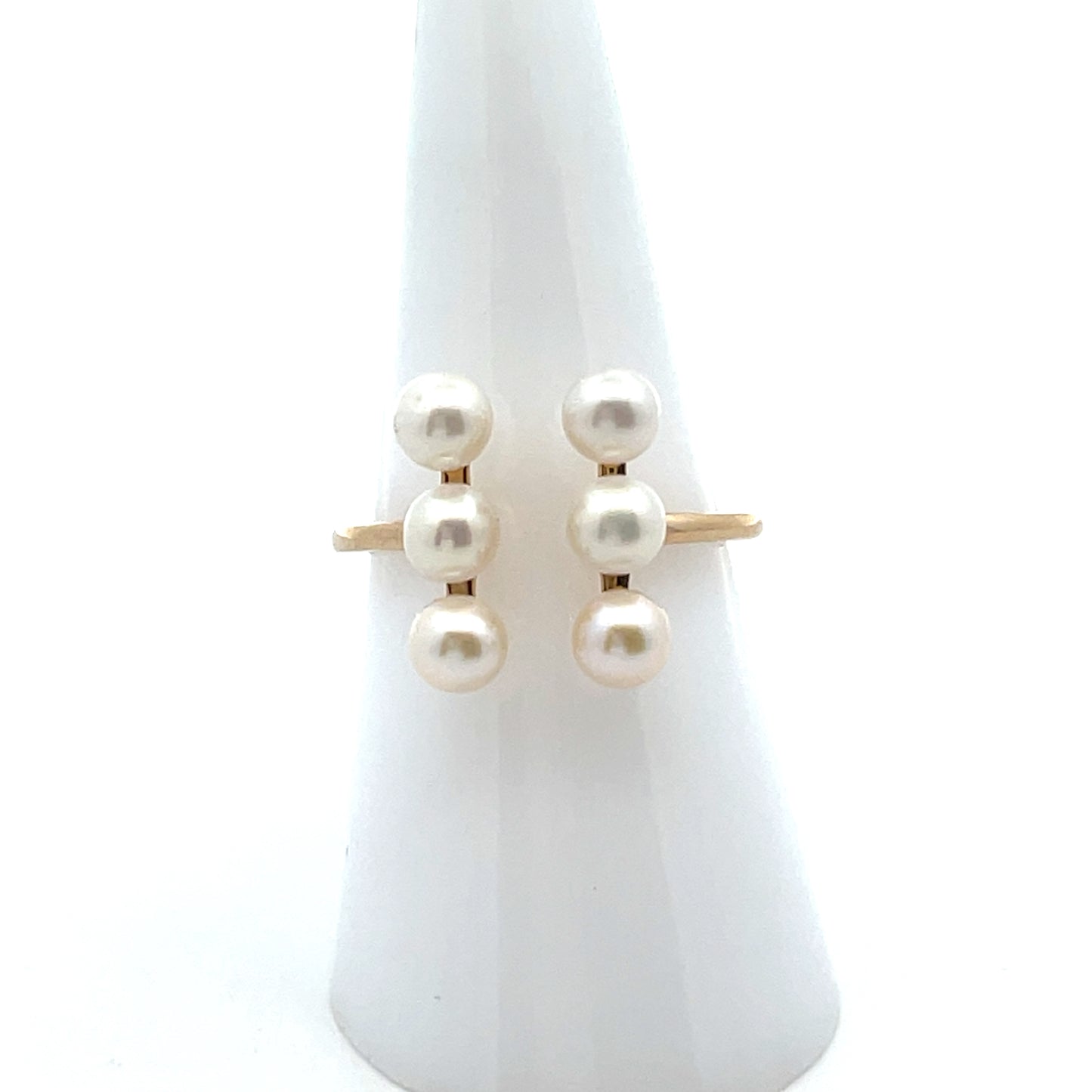 10K YG 6 PEARL OPEN RING