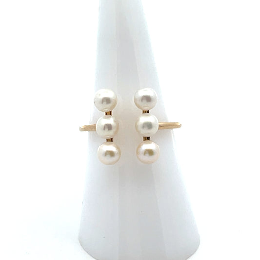 10K YG 6 PEARL OPEN RING