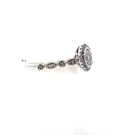 10K WG D-0.20 ENGAGEMENT RING OVAL WITH HALO AND BEZEL BAND