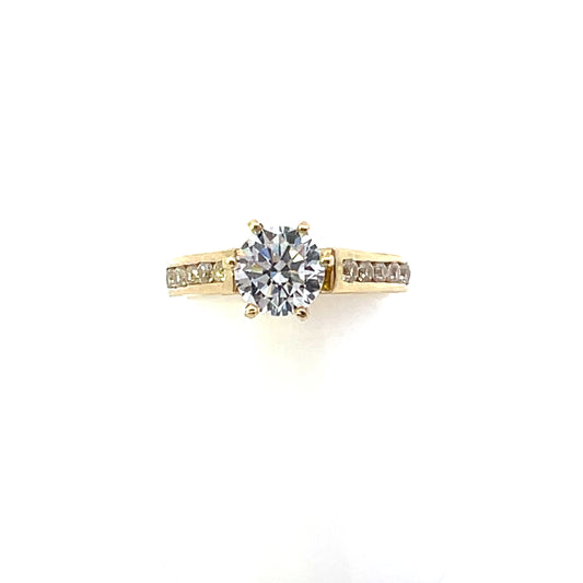10K YG ENGAGEMENT RING SOLITAIRE WITH BIG CZ BANG