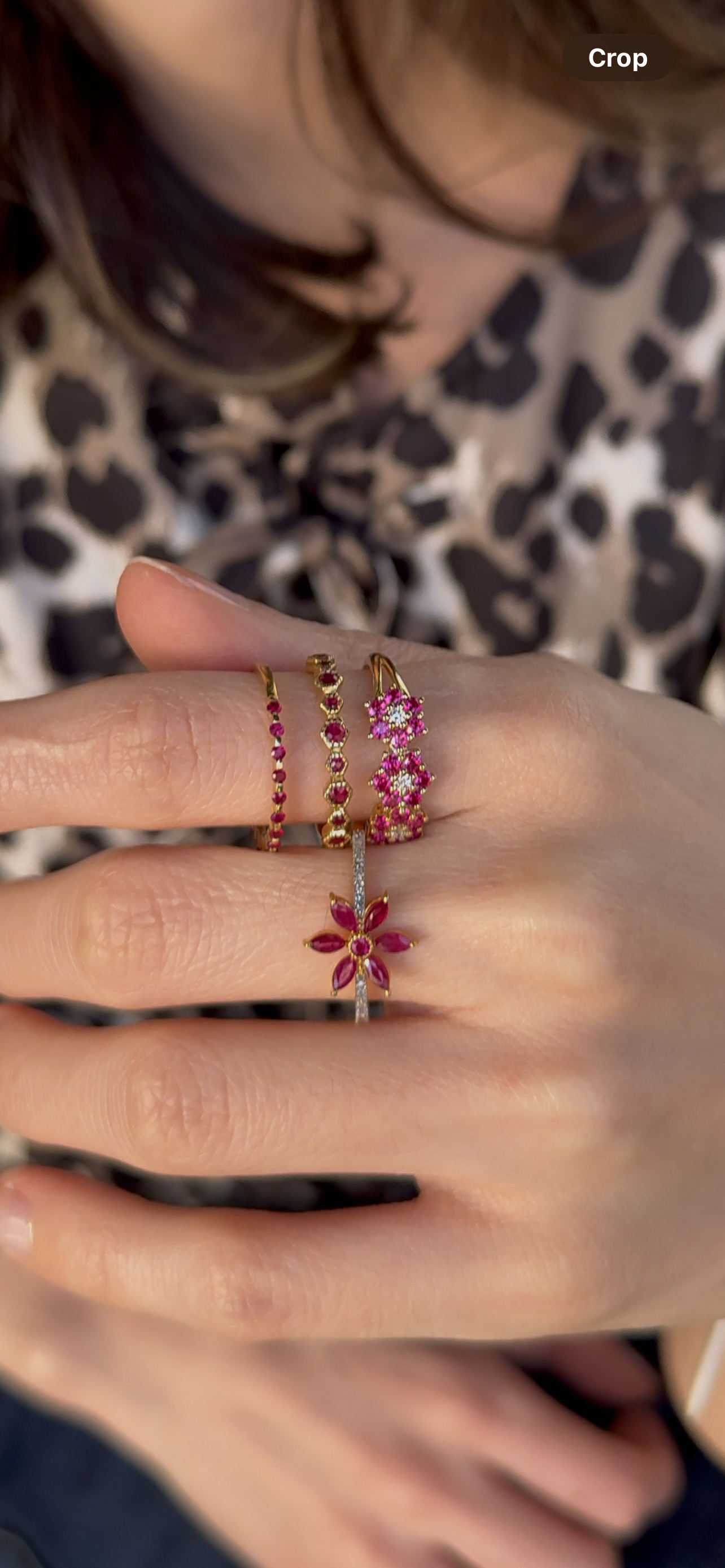 10K YG SINGLE RUBY FLOWER WITH D-0.07CTW RING