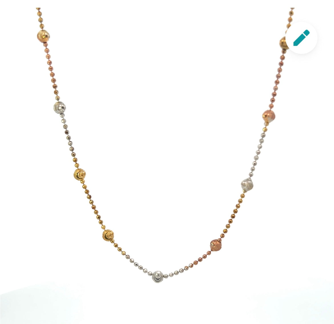 3-COLOR METAL BEADED CHAIN 18"