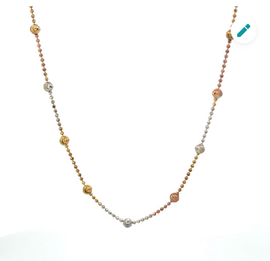 3-COLOR METAL BEADED CHAIN 18"