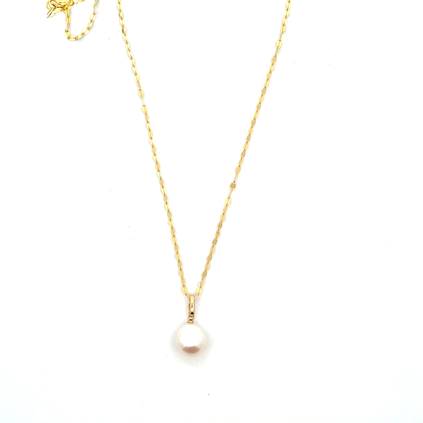 10K SINGLE PEARL WITH MIRROR CHAIN
