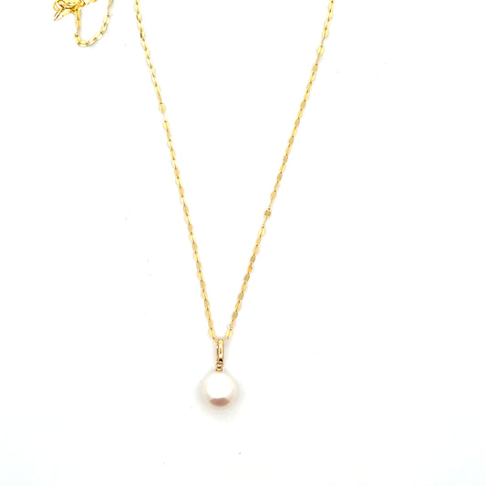 10K SINGLE PEARL WITH MIRROR CHAIN