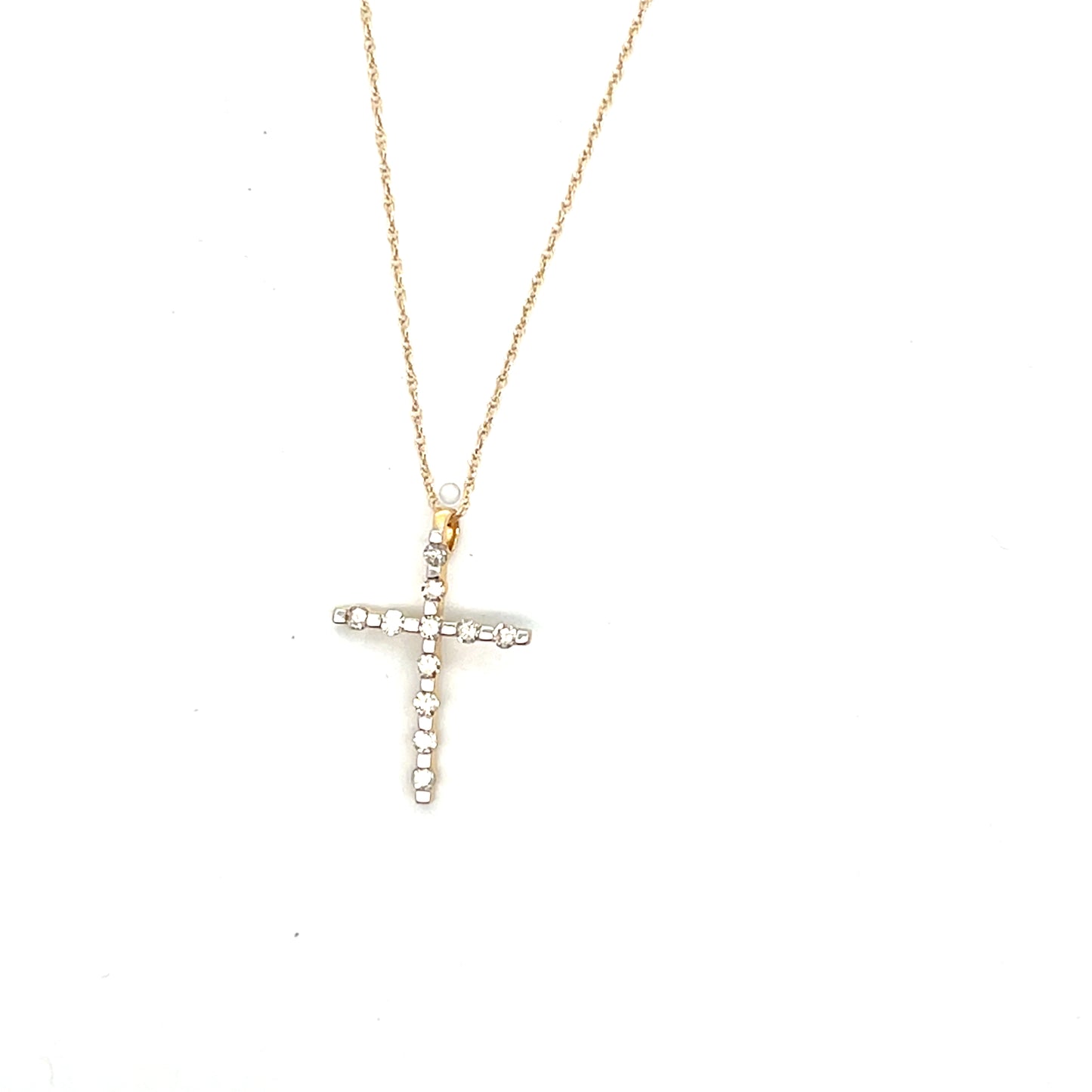 10K YG CROSS WITH DIAMONDS