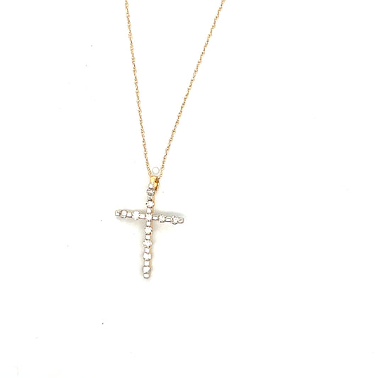 10K YG CROSS WITH DIAMONDS