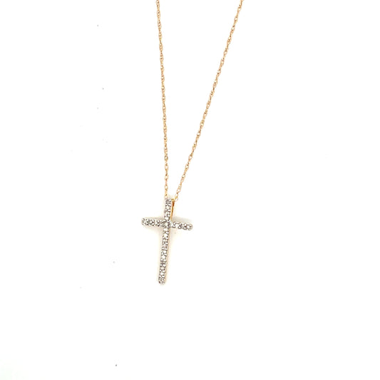 10K YG CROSS WITH PAVE DIAMONDS