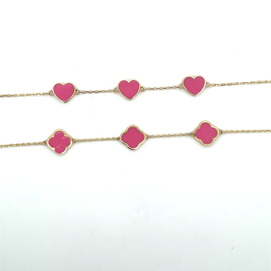 14K PINK ENAMEL BRACELET
