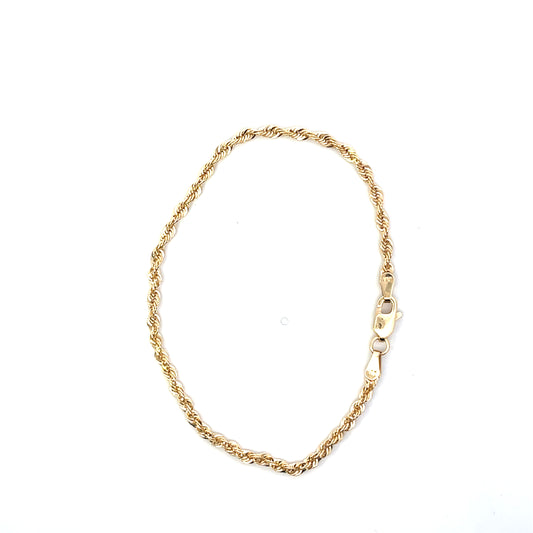10K YG ROPE CHAIN BRACELET 7"
