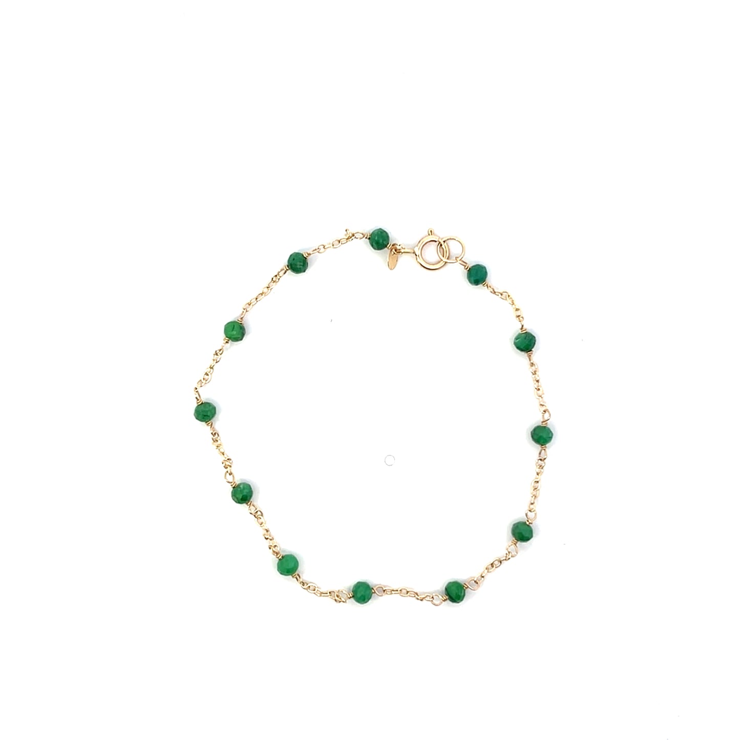 14K YG EMERALD MINI BALL BRACELET 7.5"