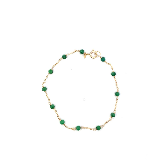 14K YG EMERALD MINI BALL BRACELET 7.5"