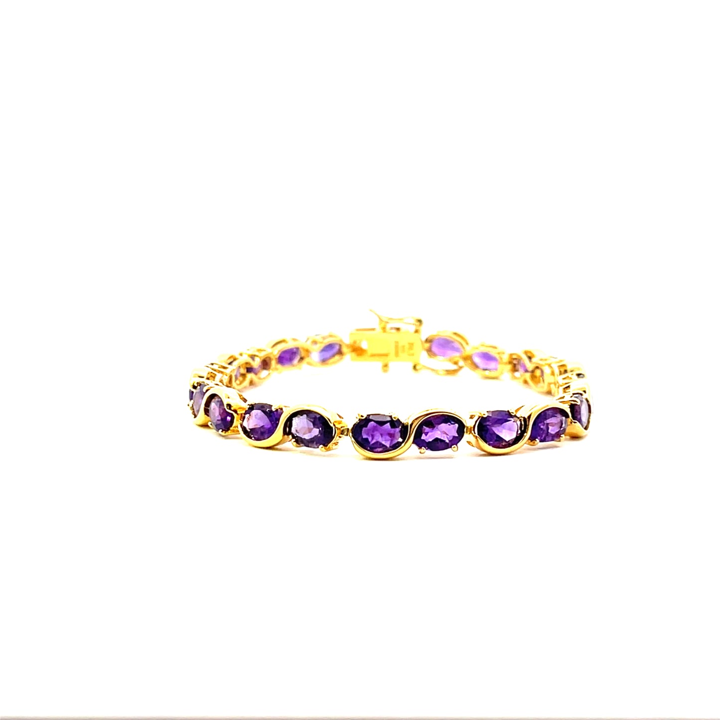 AMETYST WITH ZIG ZAG BEZEL BRACELET 7.5"