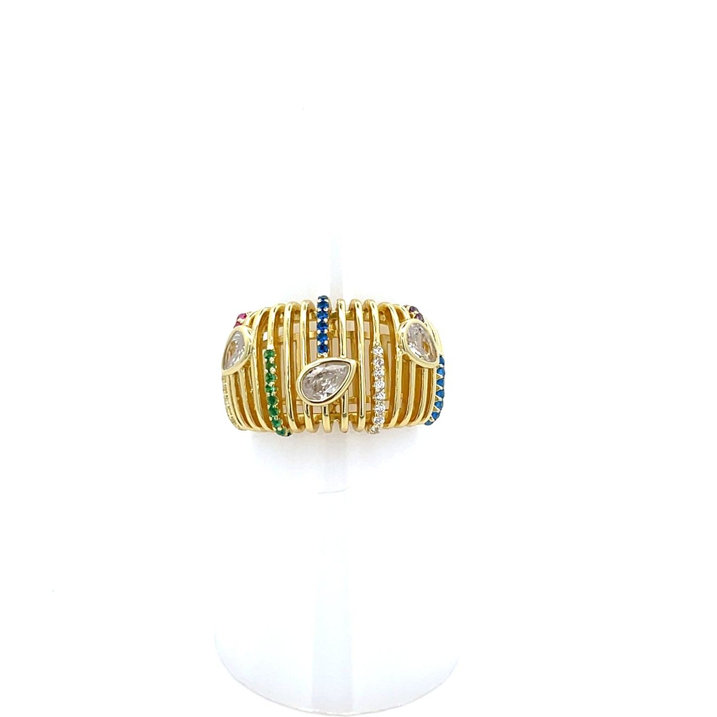 CHUNKY WIRED CZ WITH MULTI COLOR PAVE