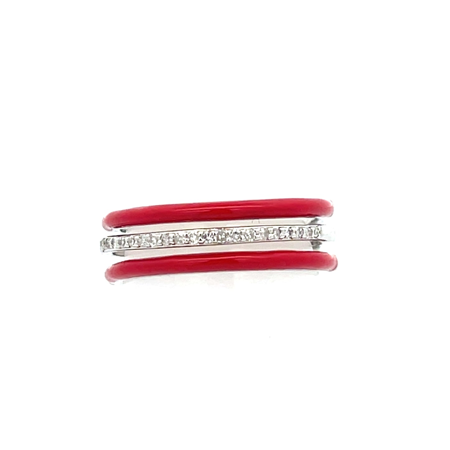 3-ROW RED ENAMEL D-0.10CTW