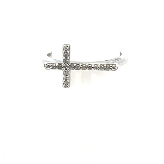 CROSS RING D-0.12CT