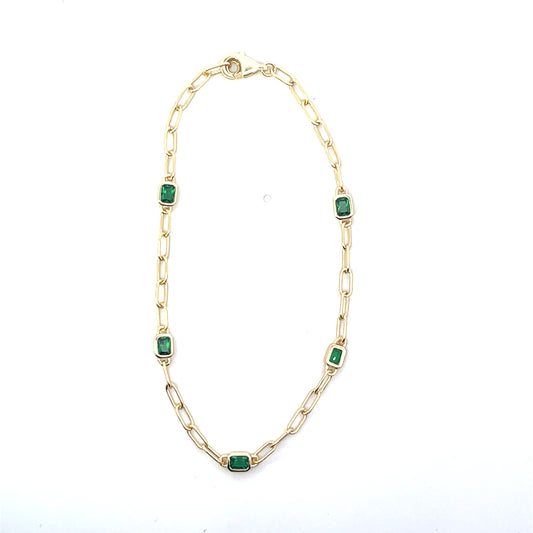 5 GREEN RECTANGLE BEZEL BRACELET SGP