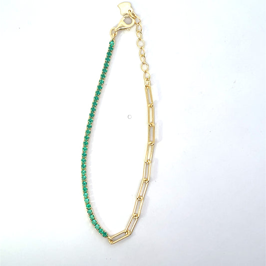 GREEN ADJUSTABLE 1.5MM TENNIS CLIP BRACELET SGP