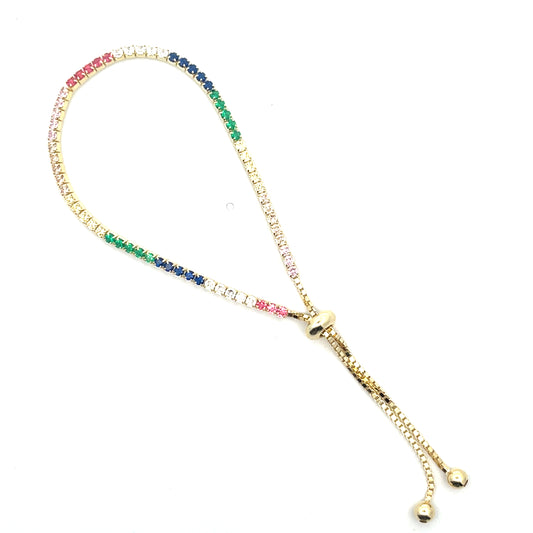 RAINBOW ADJUSTABLE 1.5MM TENNIS BRACELET SGP