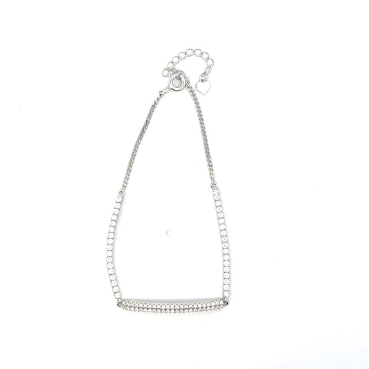 ADJUSTABLE TENNIS BRACELET WITH CZ BAR SILVER