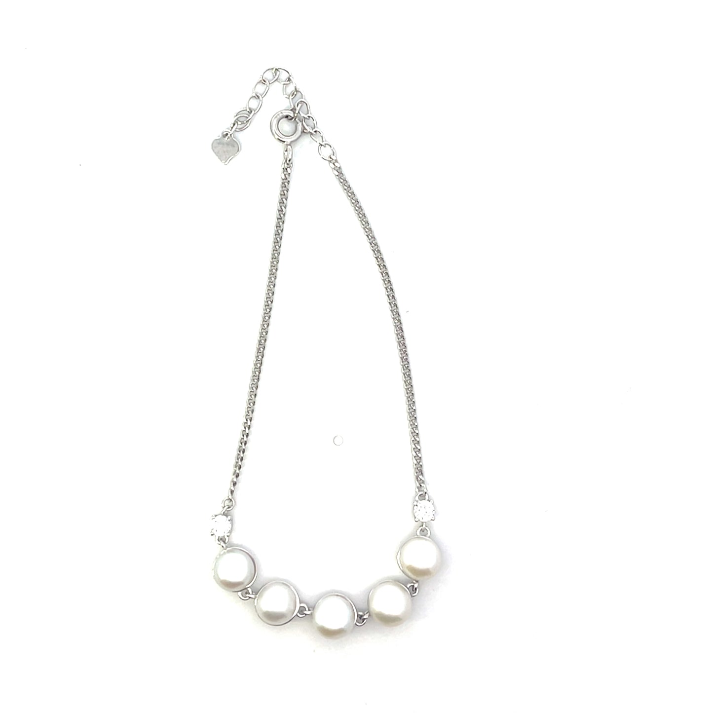 5 PEARL ADJUSTABLE BRACELET SILVER