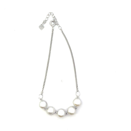 5 PEARL ADJUSTABLE BRACELET SILVER