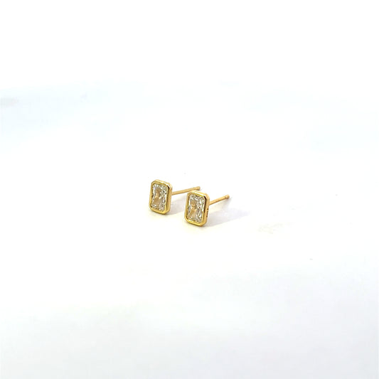 SMALL RECTANGULAR SOLITAIRE STUD EARRINGS WITH BEZEL