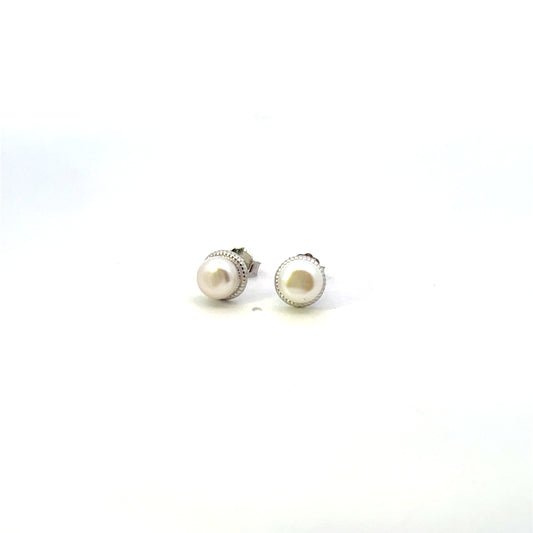 SMALL NATURAL PEARL WITH ROPE BEZEL SILVER