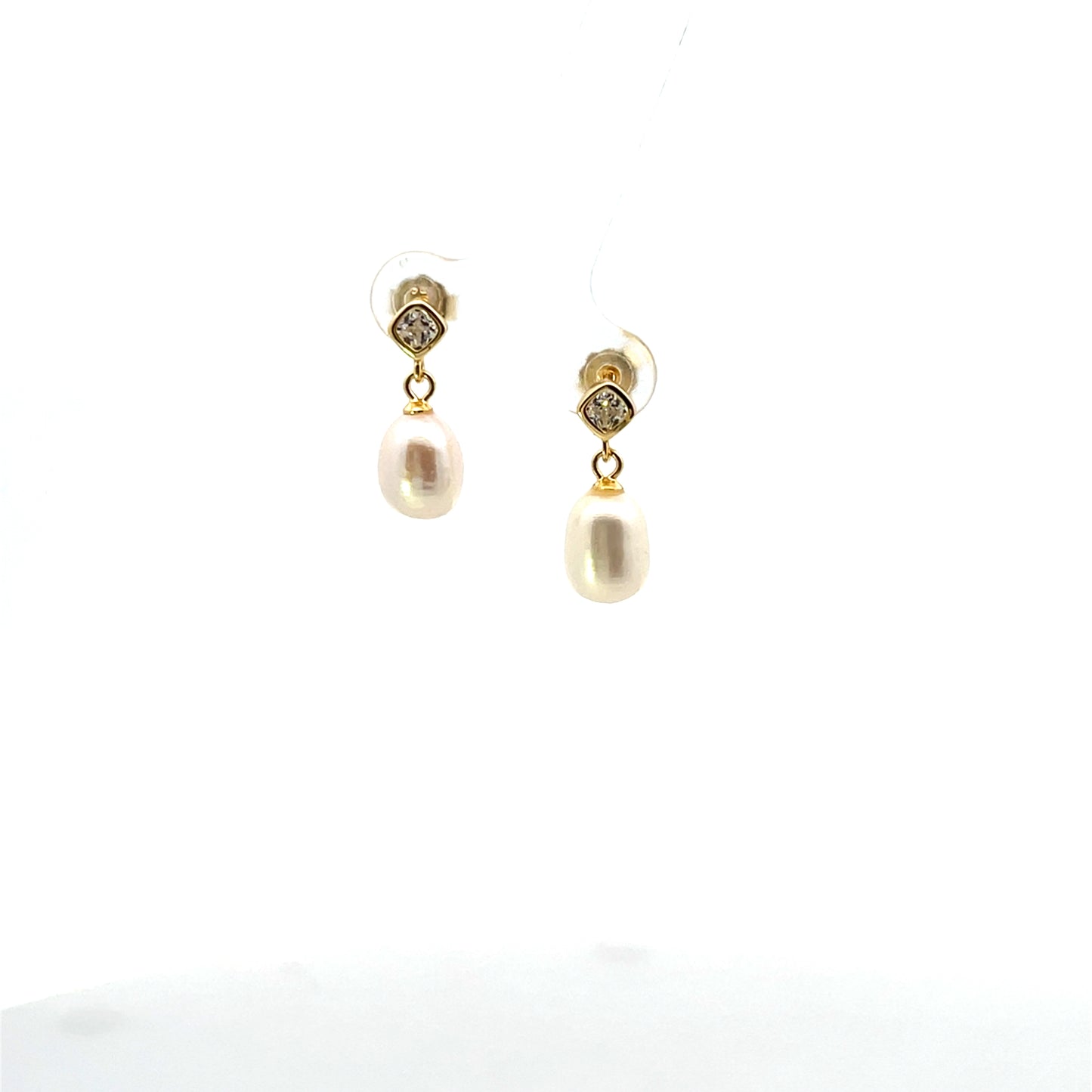 CZ AND PEAR PENDANT EARRINGS
