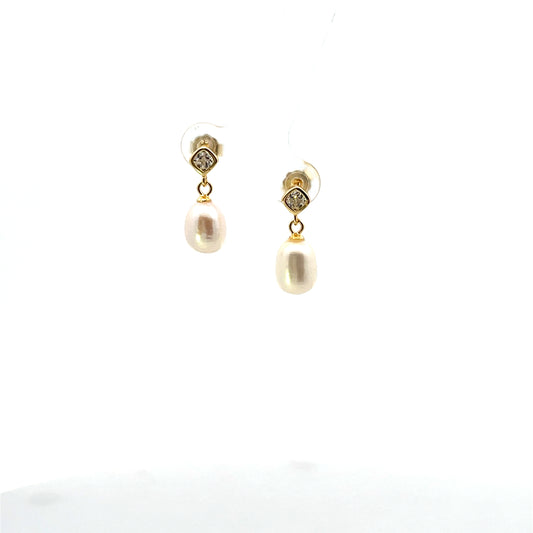 CZ AND PEAR PENDANT EARRINGS