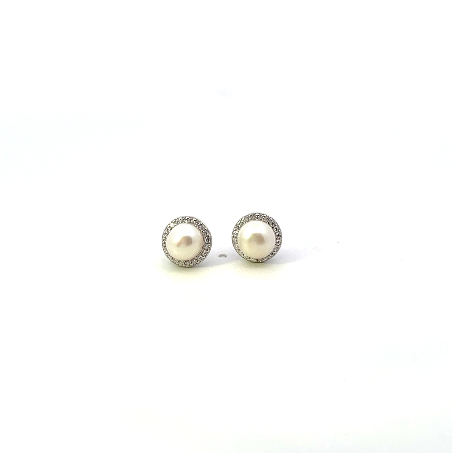 SMALL NATURAL PEARL WITH HALO SILVER