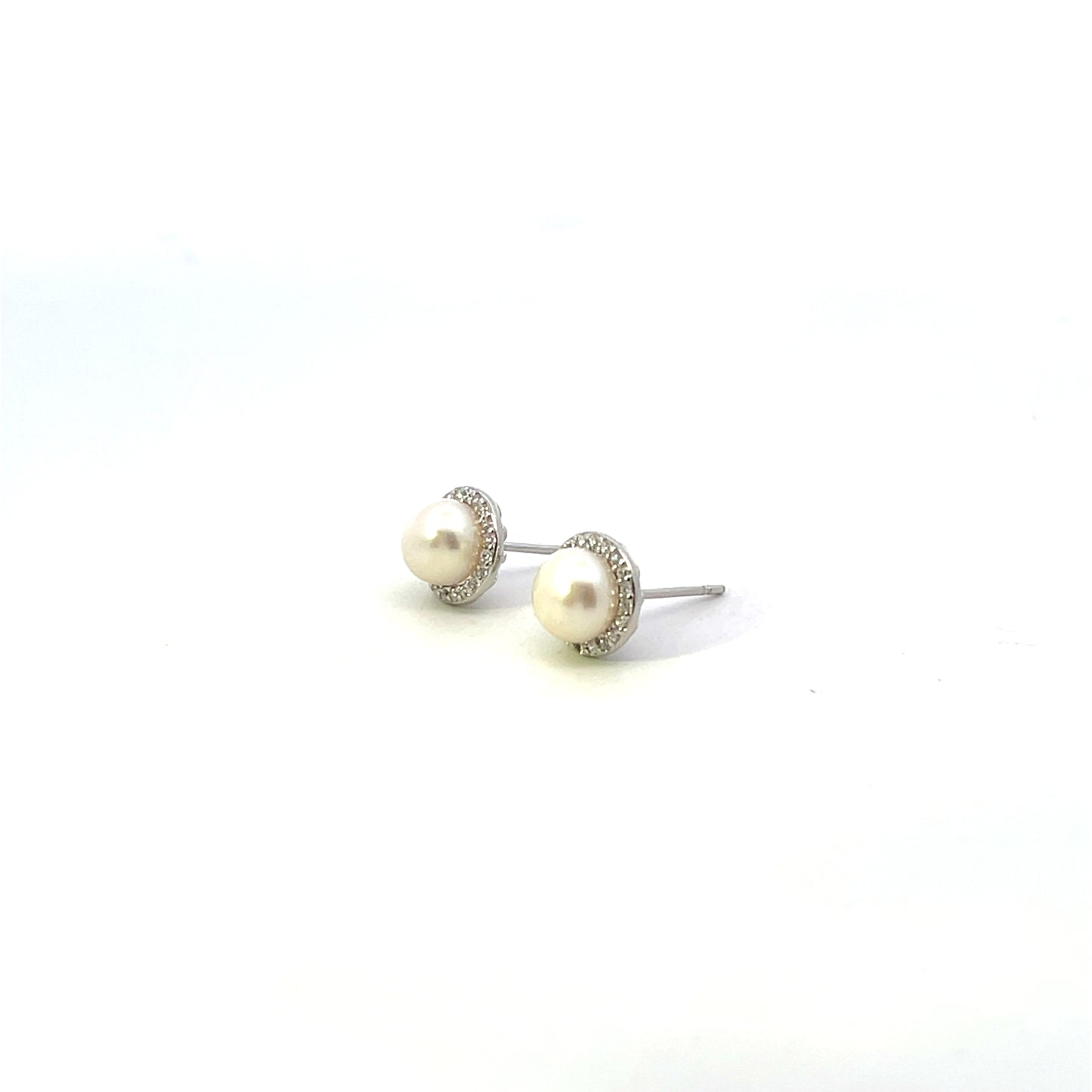 SMALL NATURAL PEARL WITH HALO SILVER