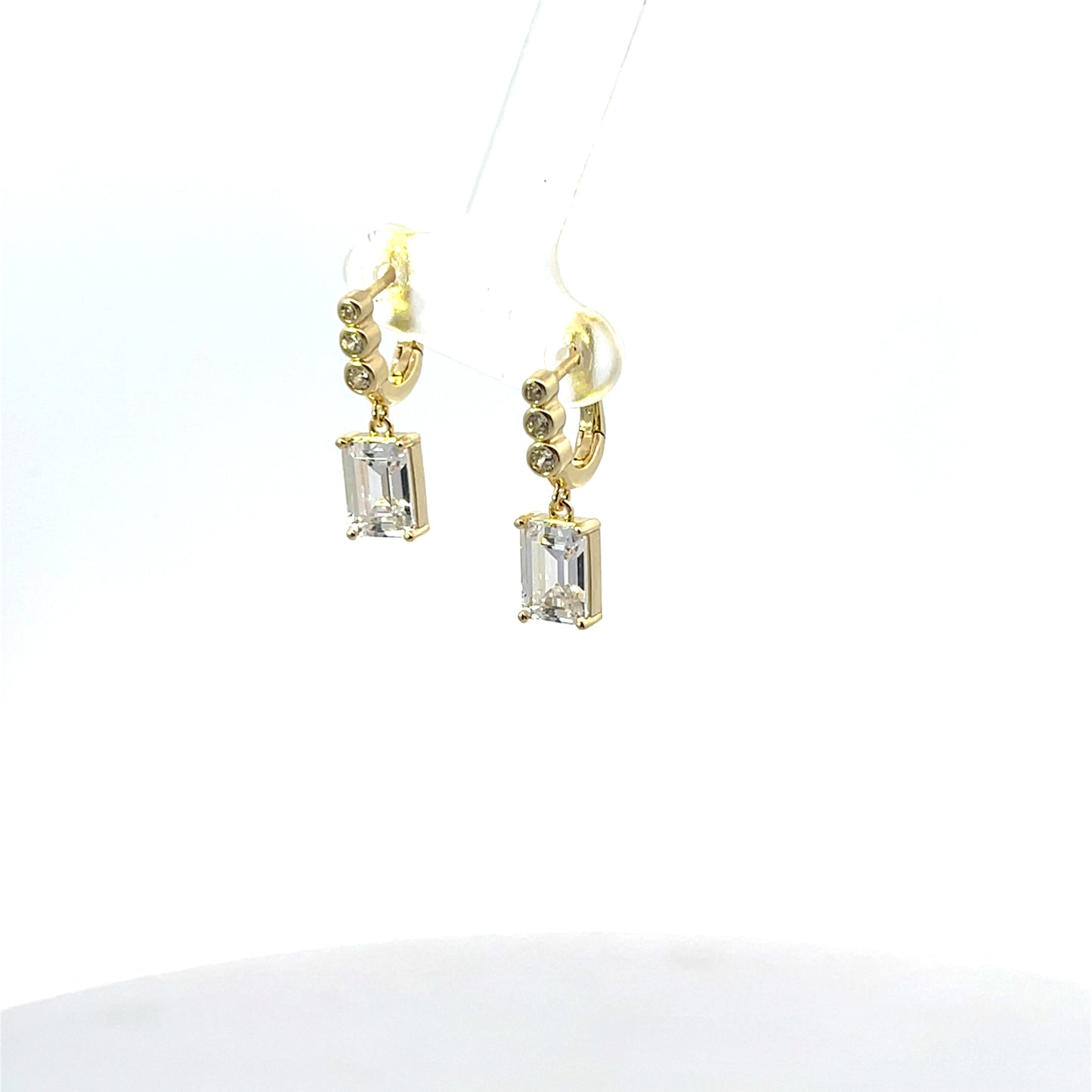 BEZEL HOOPS WITH RECTANGULAR CHARM EARRINGS