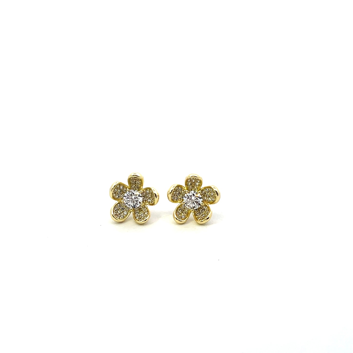 PAVE FLOWERS WITH SOLITAIRE EARRINGS SGP