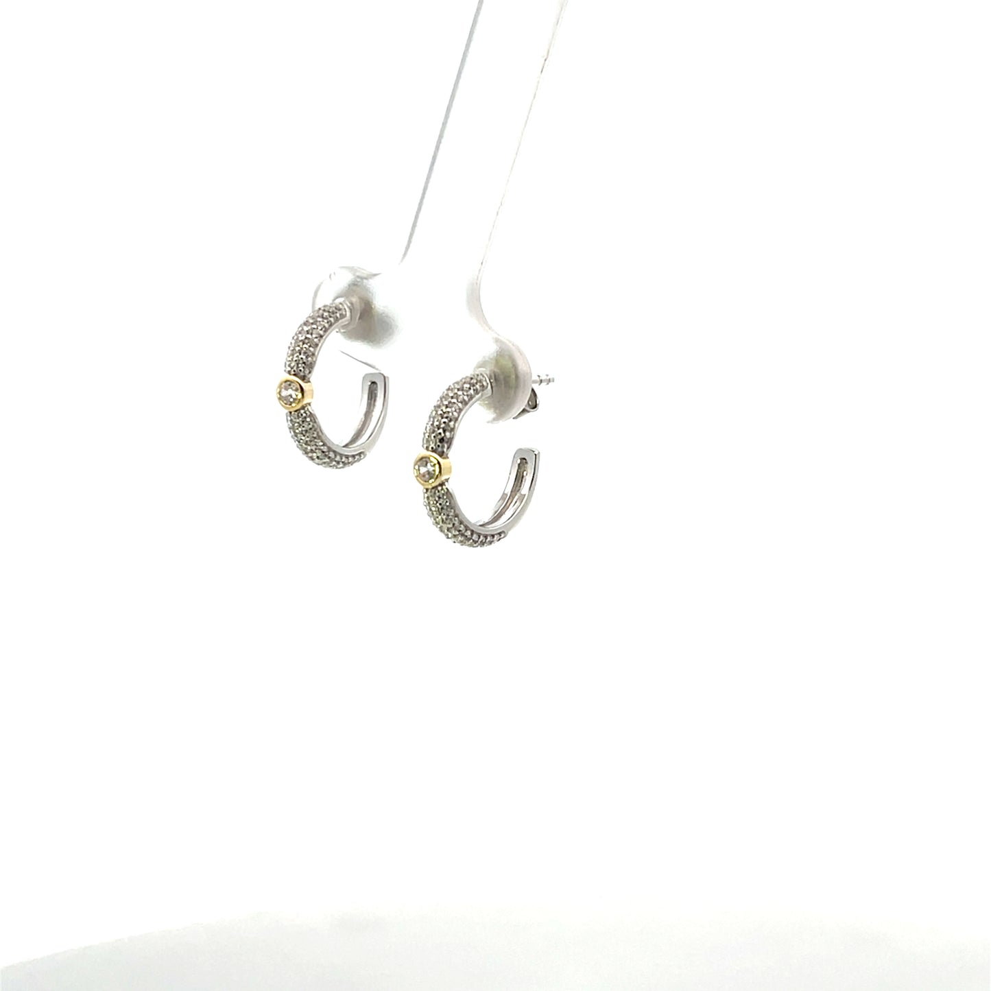 PAVE HOOP WITH BEZEL SOLITAIRE MIX EARRINGS