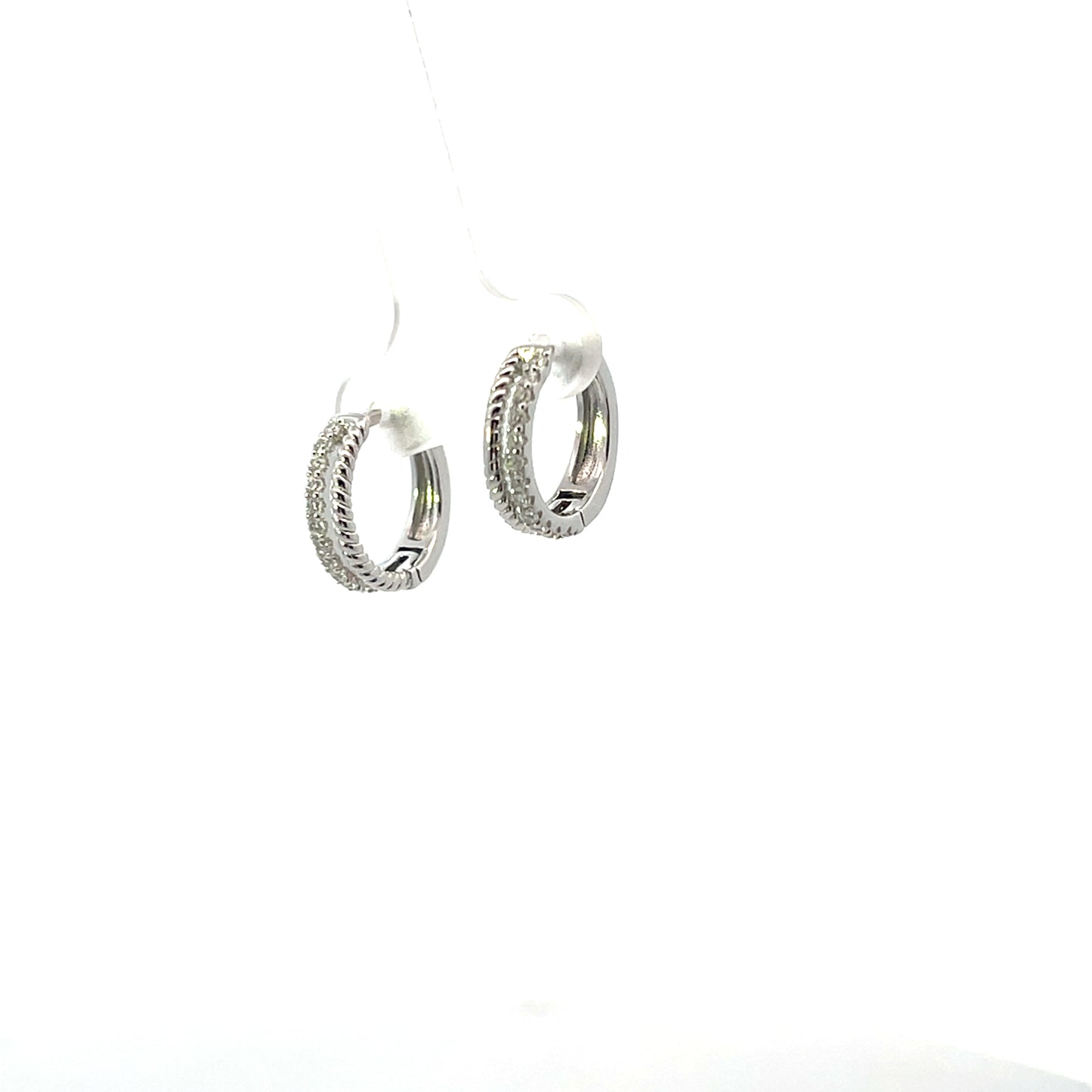 2 ROW ROPE AND PAVE HOOPS SILVER