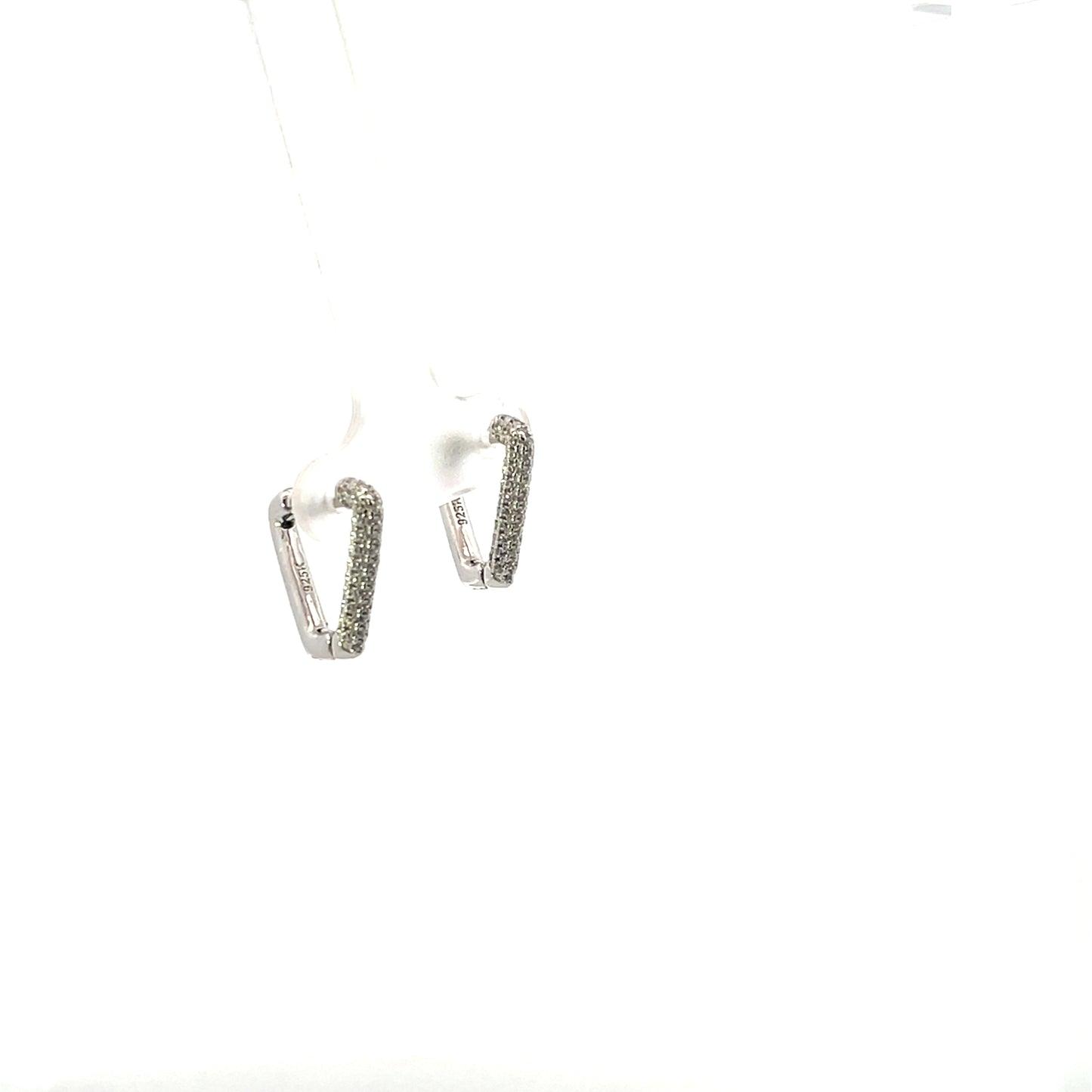 TRIANGLE PAVE HOOPS SILVER