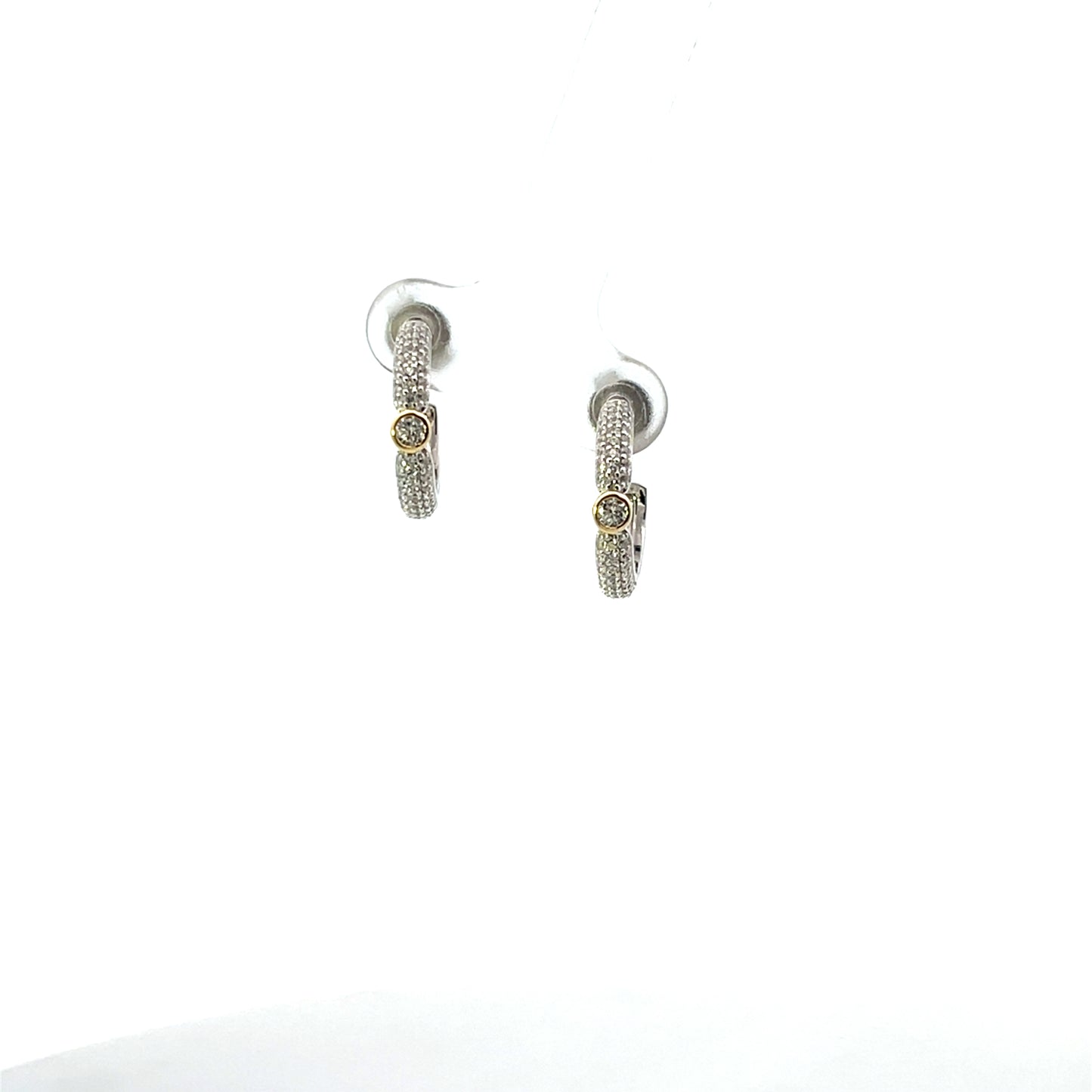 PAVE HOOP WITH BEZEL SOLITAIRE MIX EARRINGS