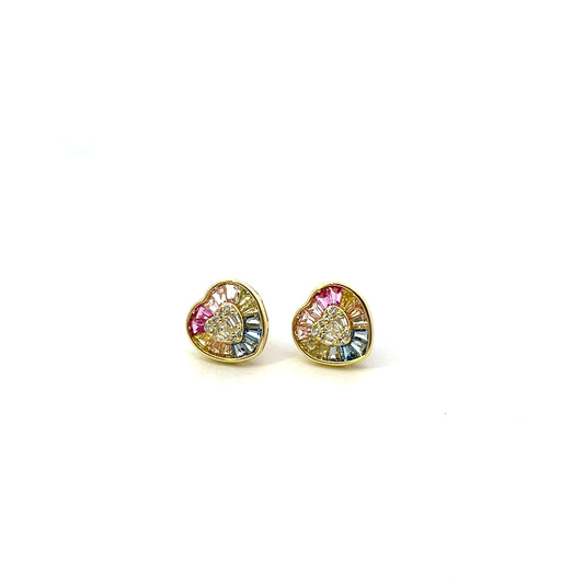 RAINBOW HEART BAGUETTE EARRINGS