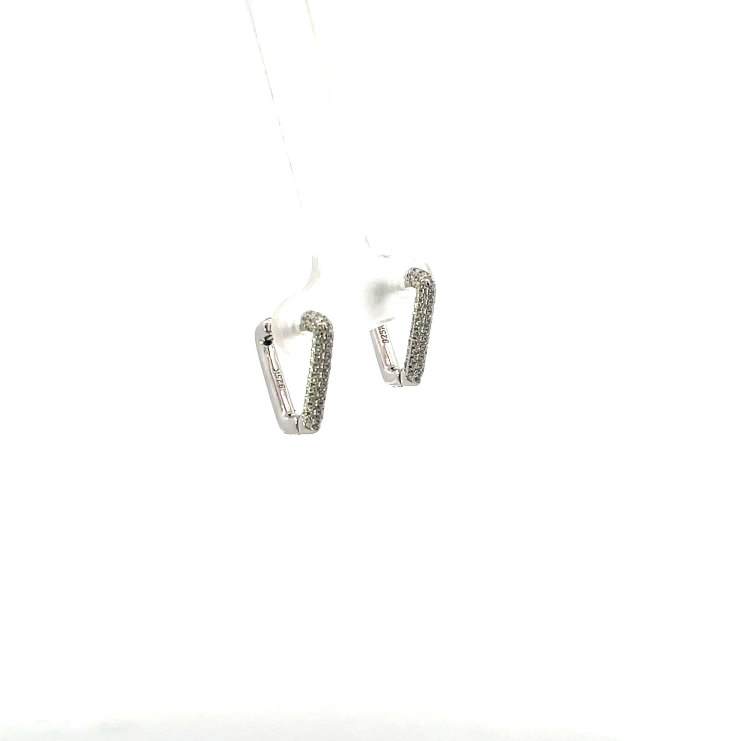 TRIANGLE PAVE HOOPS SILVER