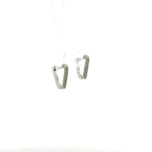 TRIANGLE PAVE HOOPS SILVER