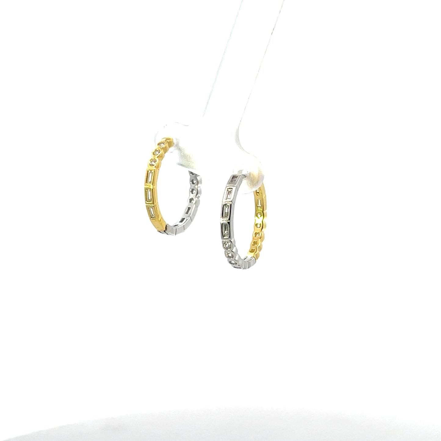 MIX HALF AND HALF CZ BEZEL HOOPS