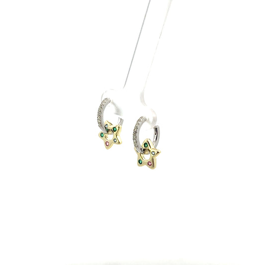MIX SOLID HOOPS WITH STAR PAVE CHARM MIX