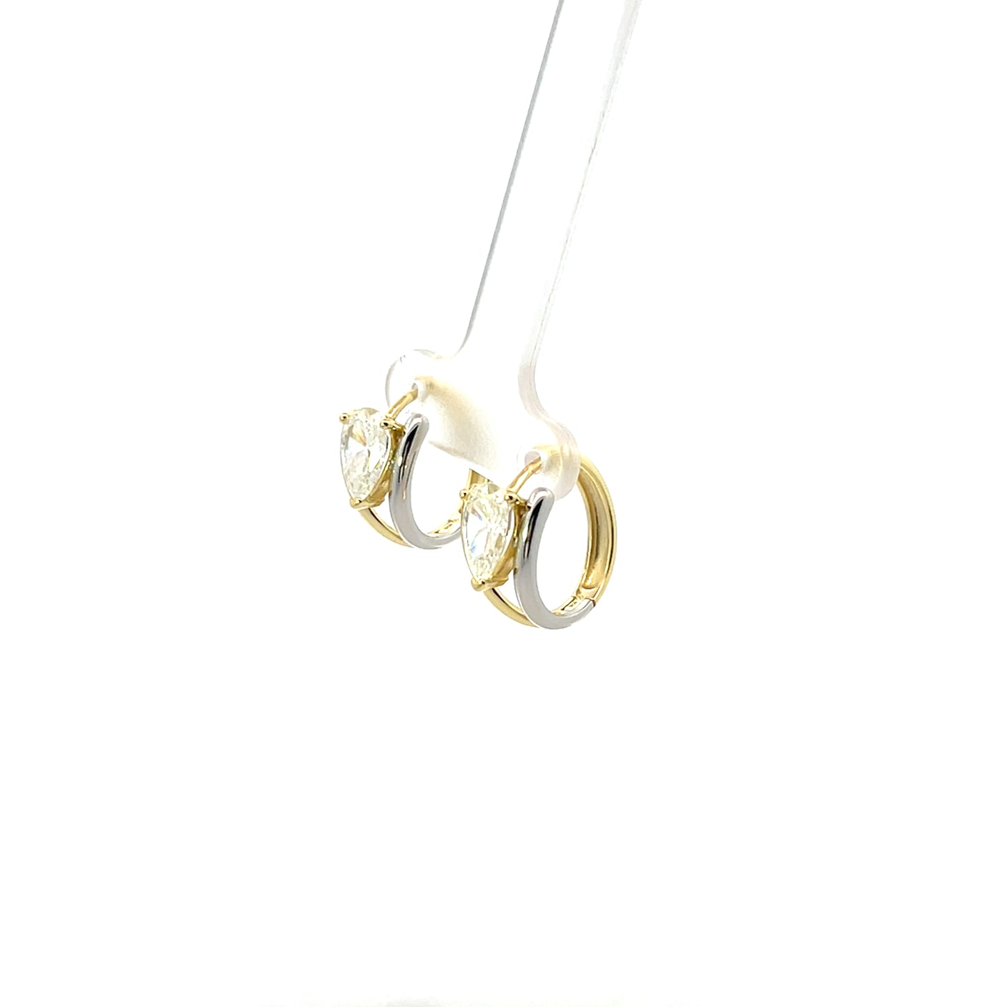2 TONE MIX HOOPS WITH PEAR SOLITAIRE